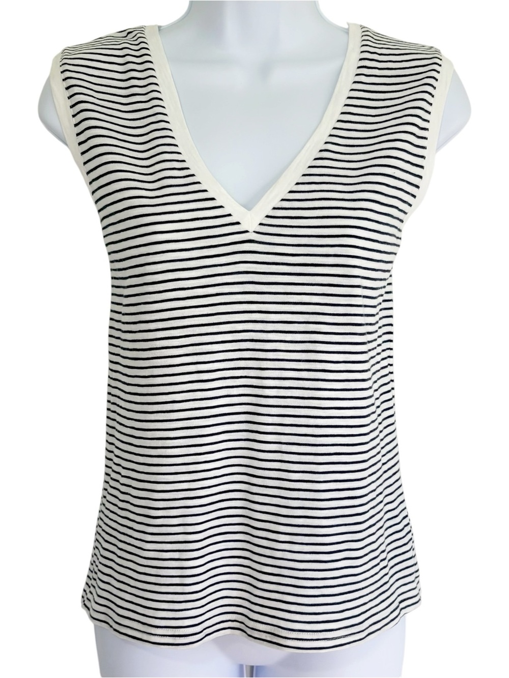 BODEN Striped V-Neck 100% Cotton Relaxed Tank Top Medium